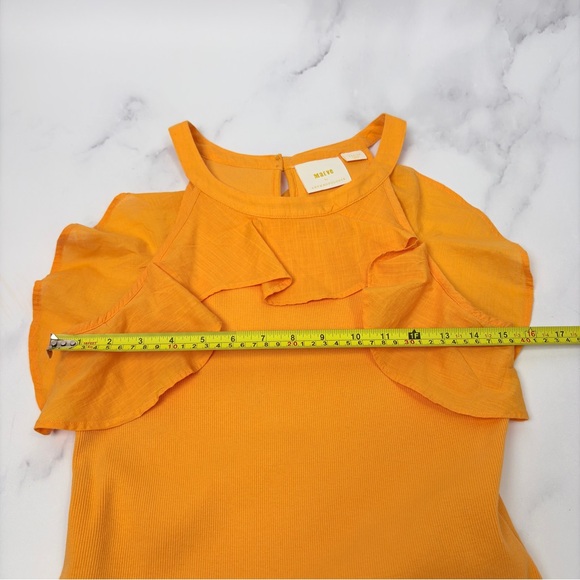 Maeve Ruffle Ribbed Halter Top in Mango NWT - Picture 12 of 13